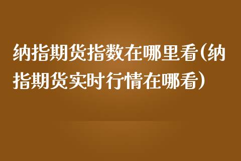 纳指期货指数在哪里看(纳指期货实时行情在哪看)_https://www.yunyouns.com_期货直播_第1张