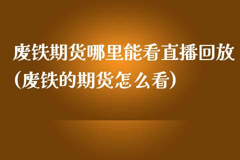 废铁期货哪里能看直播回放(废铁的期货怎么看)_https://www.yunyouns.com_期货行情_第1张