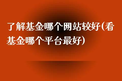 了解基金哪个网站较好(看基金哪个平台最好)_https://www.yunyouns.com_恒生指数_第1张