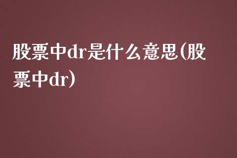 股票中dr是什么意思(股票中dr)_https://www.yunyouns.com_期货直播_第1张