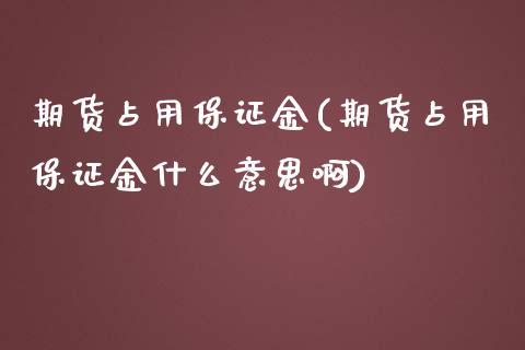 期货占用保证金(期货占用保证金什么意思啊)_https://www.yunyouns.com_恒生指数_第1张