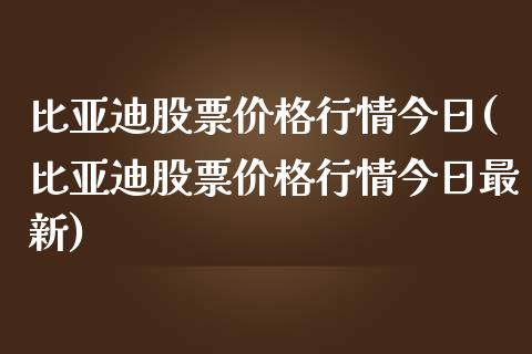 比亚迪股票价格行情今日(比亚迪股票价格行情今日最新)_https://www.yunyouns.com_股指期货_第1张