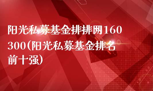 阳光私募基金排排网160300(阳光私募基金排名前十强)_https://www.yunyouns.com_期货直播_第1张