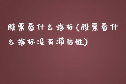 股票看什么指标(股票看什么指标没有滞后性)_https://www.yunyouns.com_股指期货_第1张