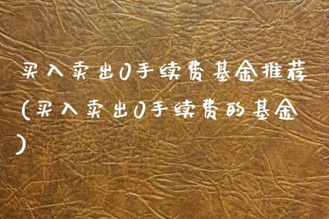 买入卖出0手续费基金推荐(买入卖出0手续费的基金)_https://www.yunyouns.com_期货直播_第1张