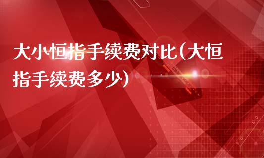 大小恒指手续费对比(大恒指手续费多少)_https://www.yunyouns.com_期货直播_第1张