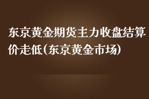 东京黄金期货主力收盘结算价走低(东京黄金市场)_https://www.yunyouns.com_股指期货_第1张