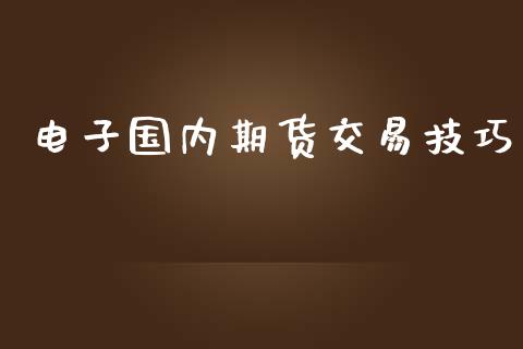 电子国内期货交易技巧_https://www.yunyouns.com_股指期货_第1张