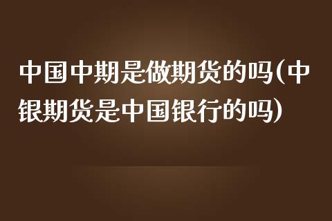 中国中期是做期货的吗(中银期货是中国银行的吗)_https://www.yunyouns.com_期货行情_第1张