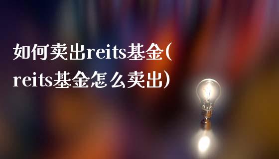 如何卖出reits基金(reits基金怎么卖出)_https://www.yunyouns.com_股指期货_第1张