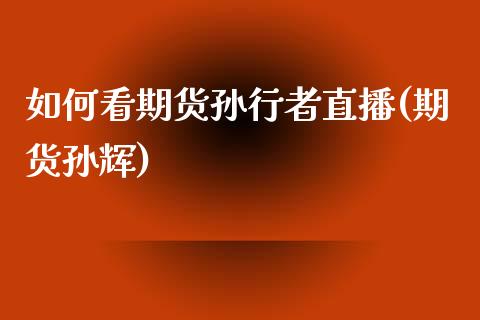 如何看期货孙行者直播(期货孙辉)_https://www.yunyouns.com_恒生指数_第1张