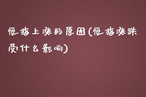 恒指上涨的原因(恒指涨跌受什么影响)_https://www.yunyouns.com_期货直播_第1张