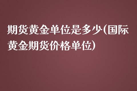 期货黄金单位是多少(国际黄金期货价格单位)_https://www.yunyouns.com_期货直播_第1张