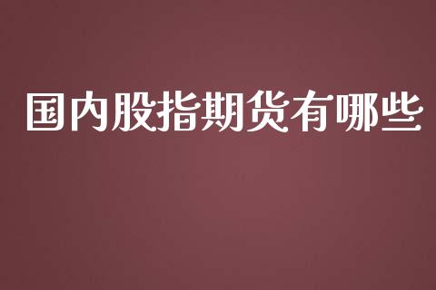 国内股指期货有哪些_https://www.yunyouns.com_期货直播_第1张