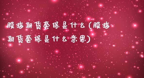 股指期货套保是什么(股指期货套保是什么意思)_https://www.yunyouns.com_恒生指数_第1张