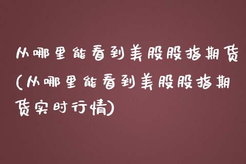 从哪里能看到美股股指期货(从哪里能看到美股股指期货实时行情)_https://www.yunyouns.com_期货直播_第1张