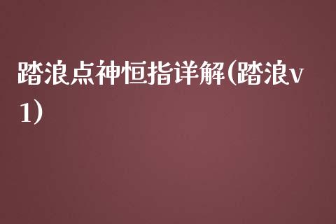 踏浪点神恒指详解(踏浪v1)_https://www.yunyouns.com_股指期货_第1张