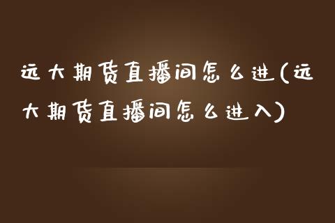 远大期货直播间怎么进(远大期货直播间怎么进入)_https://www.yunyouns.com_期货直播_第1张