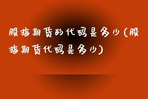 股指期货的代码是多少(股指期货代码是多少)_https://www.yunyouns.com_股指期货_第1张