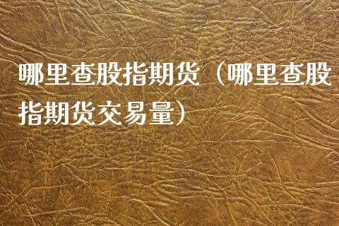 哪里查股指期货（哪里查股指期货交易量）_https://www.yunyouns.com_期货行情_第1张