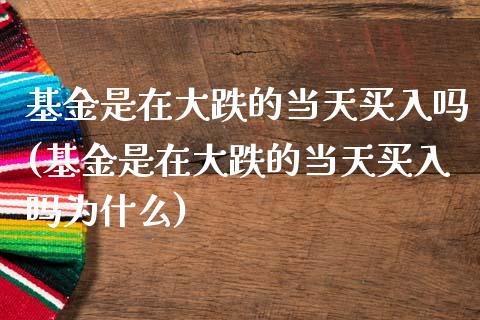 基金是在大跌的当天买入吗(基金是在大跌的当天买入吗为什么)_https://www.yunyouns.com_期货直播_第1张