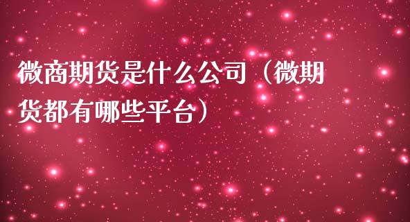 微商期货是什么公司（微期货都有哪些平台）_https://www.yunyouns.com_股指期货_第1张