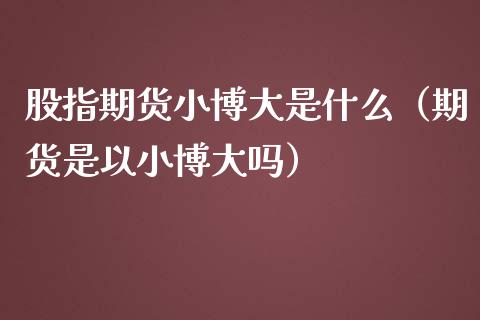 股指期货小博大是什么（期货是以小博大吗）_https://www.yunyouns.com_恒生指数_第1张