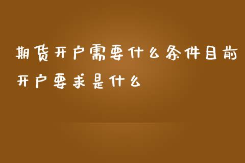 期货开户需要什么条件目前开户要求是什么_https://www.yunyouns.com_股指期货_第1张