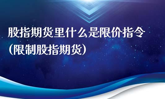 股指期货里什么是限价指令(限制股指期货)_https://www.yunyouns.com_恒生指数_第1张