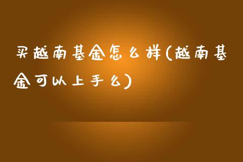 买越南基金怎么样(越南基金可以上手么)_https://www.yunyouns.com_股指期货_第1张