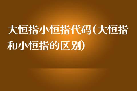 大恒指小恒指代码(大恒指和小恒指的区别)_https://www.yunyouns.com_恒生指数_第1张