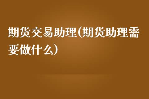 期货交易助理(期货助理需要做什么)_https://www.yunyouns.com_恒生指数_第1张