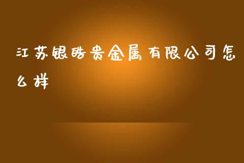 江苏银皓贵金属有限公司怎么样_https://www.yunyouns.com_恒生指数_第1张