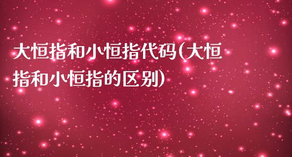 大恒指和小恒指代码(大恒指和小恒指的区别)_https://www.yunyouns.com_股指期货_第1张