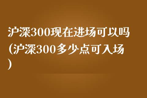 沪深300现在进场可以吗(沪深300多少点可入场)_https://www.yunyouns.com_恒生指数_第1张