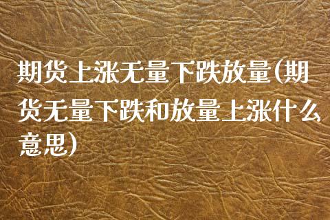 期货上涨无量下跌放量(期货无量下跌和放量上涨什么意思)_https://www.yunyouns.com_恒生指数_第1张