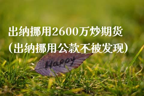 出纳挪用2600万炒期货(出纳挪用公款不被发现)_https://www.yunyouns.com_恒生指数_第1张