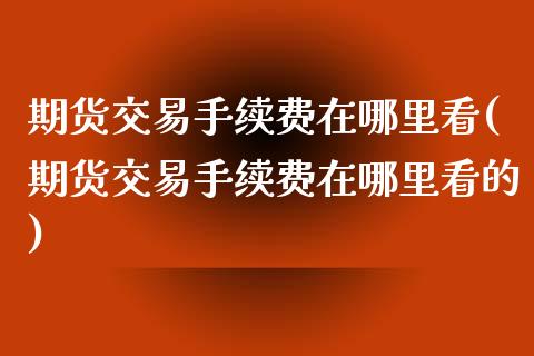 期货交易手续费在哪里看(期货交易手续费在哪里看的)_https://www.yunyouns.com_期货直播_第1张