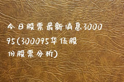 今日股票最新消息300095(300095华伍股份股票分析)_https://www.yunyouns.com_期货行情_第1张