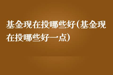 基金现在投哪些好(基金现在投哪些好一点)_https://www.yunyouns.com_恒生指数_第1张