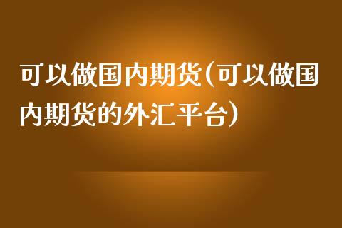 可以做国内期货(可以做国内期货的外汇平台)_https://www.yunyouns.com_股指期货_第1张