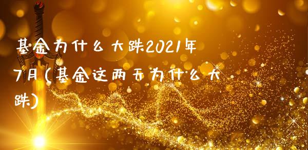 基金为什么大跌2021年7月(基金这两天为什么大跌)_https://www.yunyouns.com_恒生指数_第1张