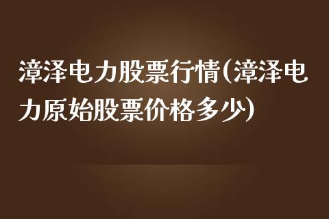 漳泽电力股票行情(漳泽电力原始股票价格多少)_https://www.yunyouns.com_期货行情_第1张