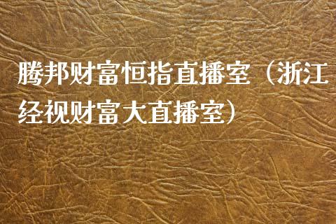 腾邦财富恒指直播室（浙江经视财富大直播室）_https://www.yunyouns.com_恒生指数_第1张