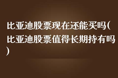 比亚迪股票现在还能买吗(比亚迪股票值得长期持有吗)_https://www.yunyouns.com_期货行情_第1张