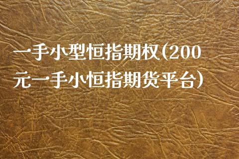 一手小型恒指期权(200元一手小恒指期货平台)_https://www.yunyouns.com_股指期货_第1张