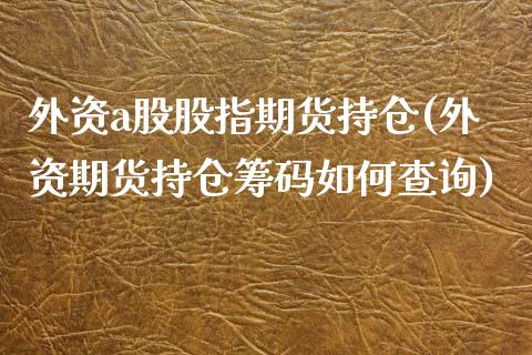 外资a股股指期货持仓(外资期货持仓筹码如何查询)_https://www.yunyouns.com_股指期货_第1张