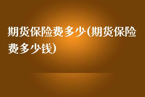 期货保险费多少(期货保险费多少钱)_https://www.yunyouns.com_恒生指数_第1张