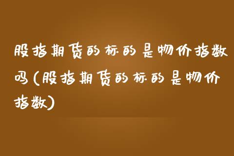 股指期货的标的是物价指数吗(股指期货的标的是物价指数)_https://www.yunyouns.com_恒生指数_第1张