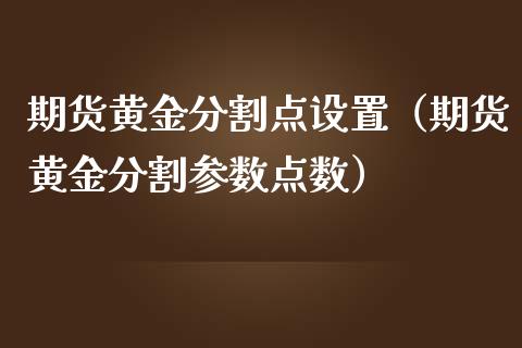 期货黄金分割点设置（期货黄金分割参数点数）_https://www.yunyouns.com_恒生指数_第1张